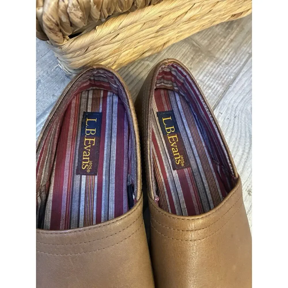 L.B. Evans Aristocrat Opera Men's Slippers Size 8.5 EEE Extra Wide Brown Leather